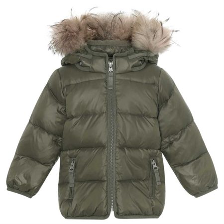 Ver de Terre Featherlight Baby Dunjakke m. Pels Dark Moss - Str. 18 mdr