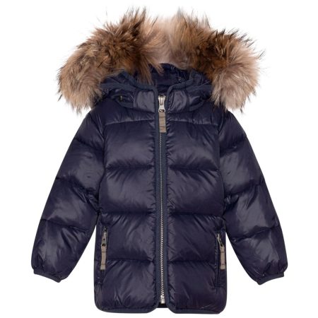 Ver de Terre Featherlight Baby Dunjakke m. Pels Navy - Str. 6 mdr