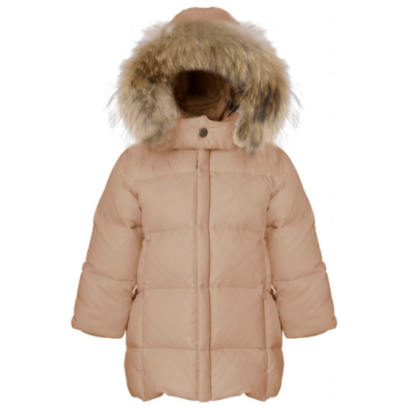 Ver de Terre Featherlight Baby Girls Dunfrakke m. Pels Mahogany Rose - Str. 9 mdr